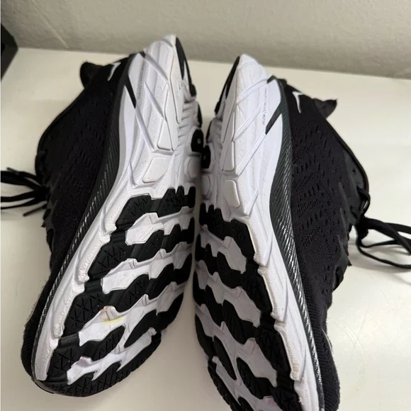 Hoka One One Clifton 8 Black and White Sneakers - Picture 5 of 10